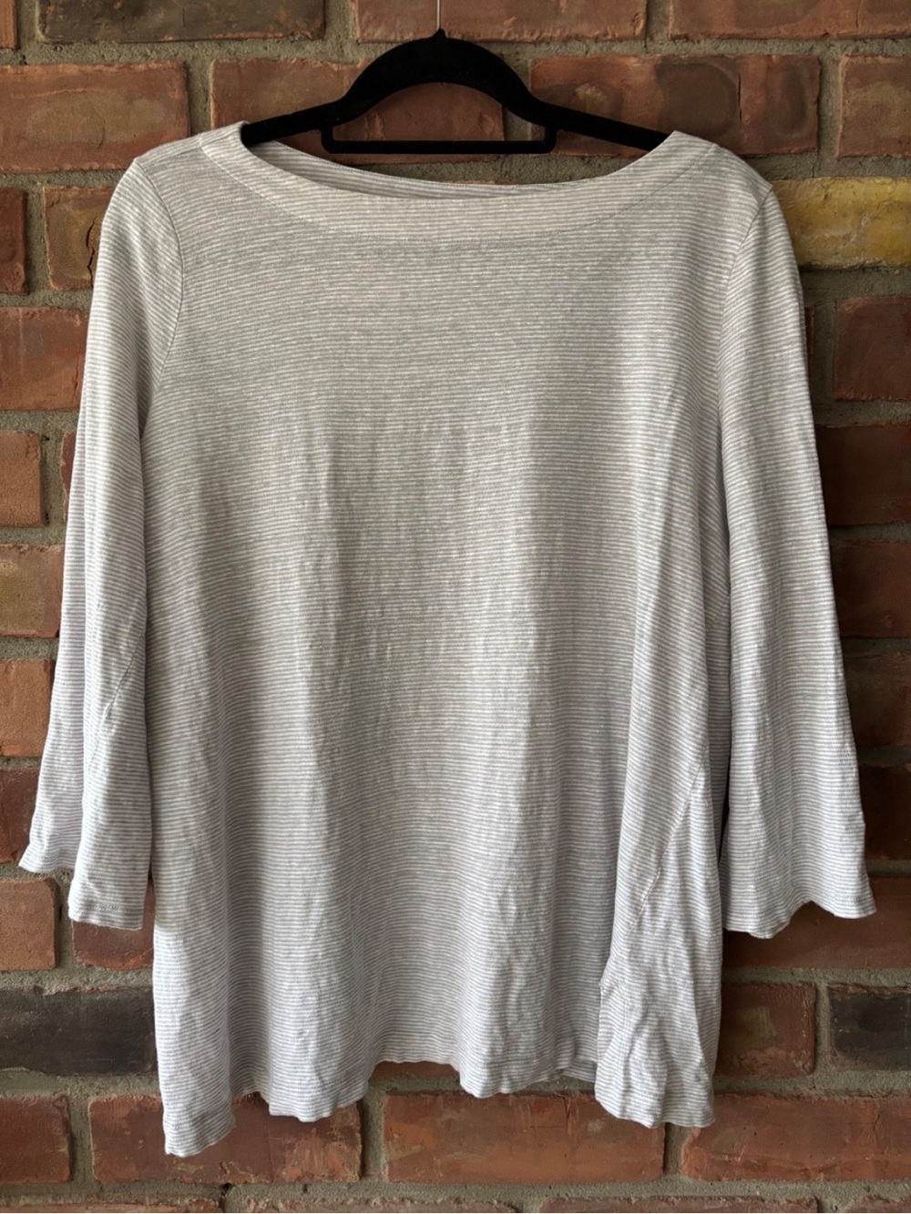 Eileen Fisher L 100% Organic Linen Striped Boat Neck Tunic
